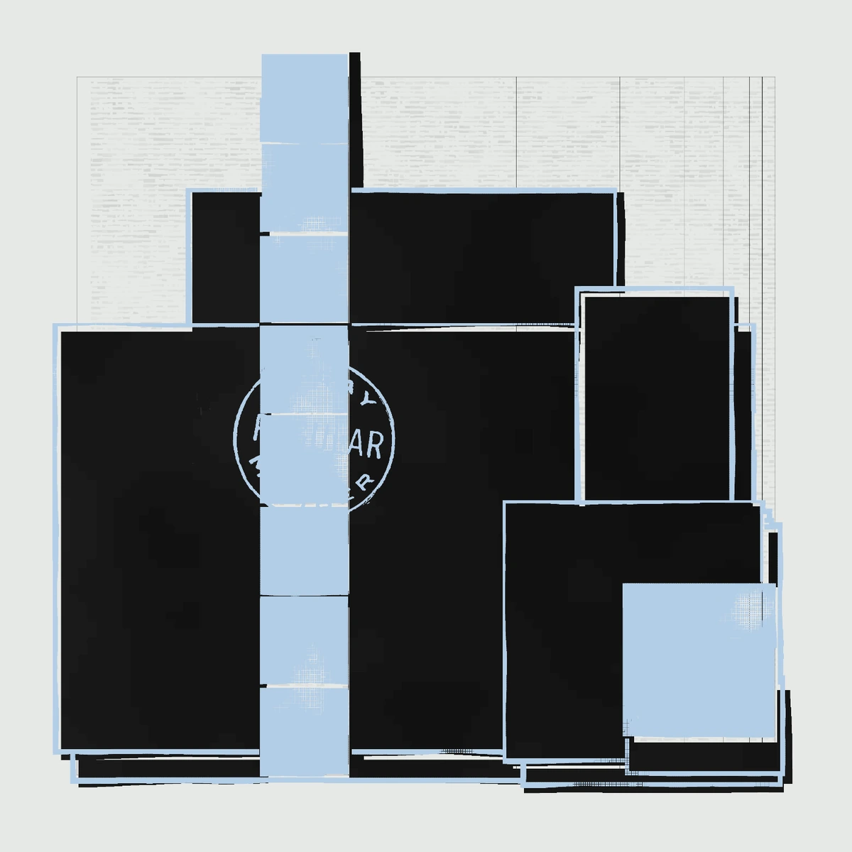 off-meta #96, stacked walls against a memetic stamp