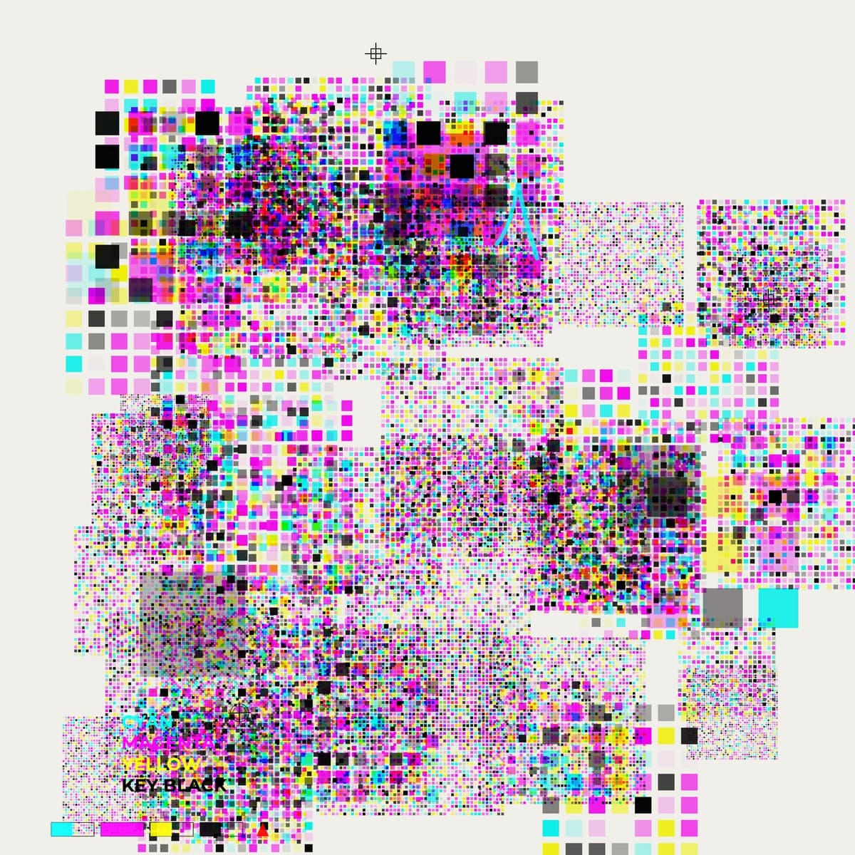 cmyk, a dense field of process-color ink laid heavy on a pale sheet
