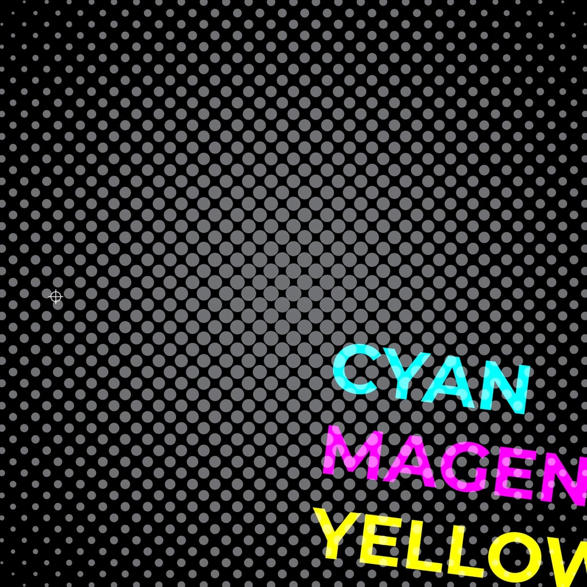 cmyk, a halftone ramp in black and white with the process type slug