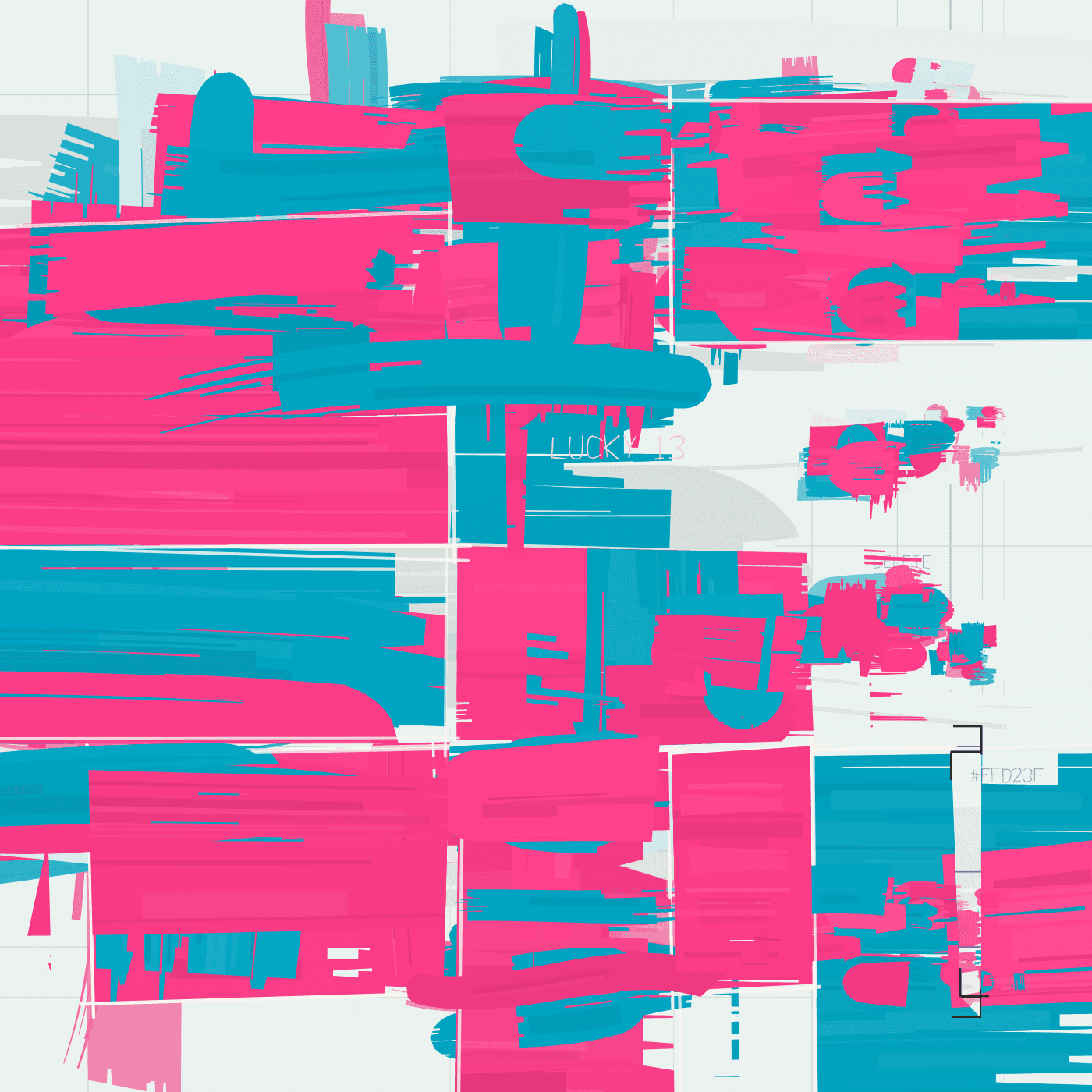 pentimento, a swarm: six hundred and ten strokes, held by the tape